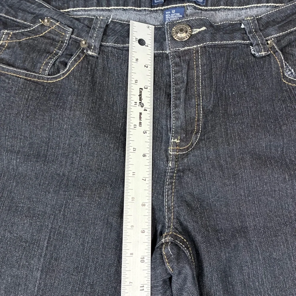 Baccini Womens Dark Wash Straight Leg Embroidered Pocket Denim Jeans Size‎ 12